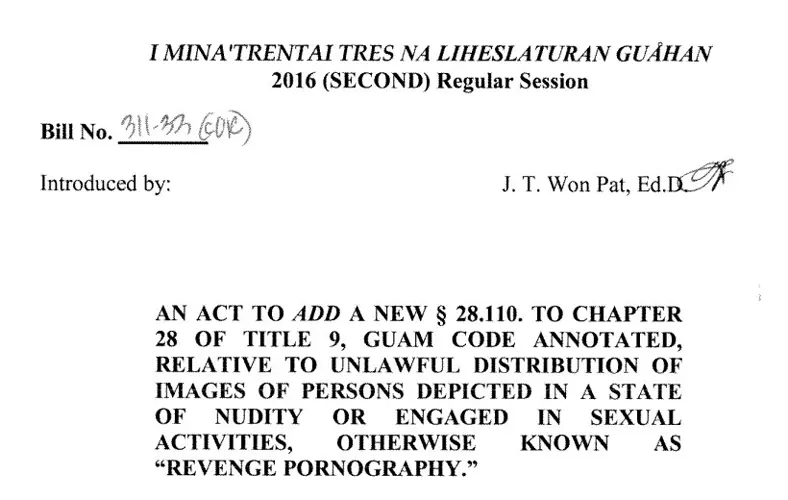 Won Pat introduces bill criminalizing revenge porn
