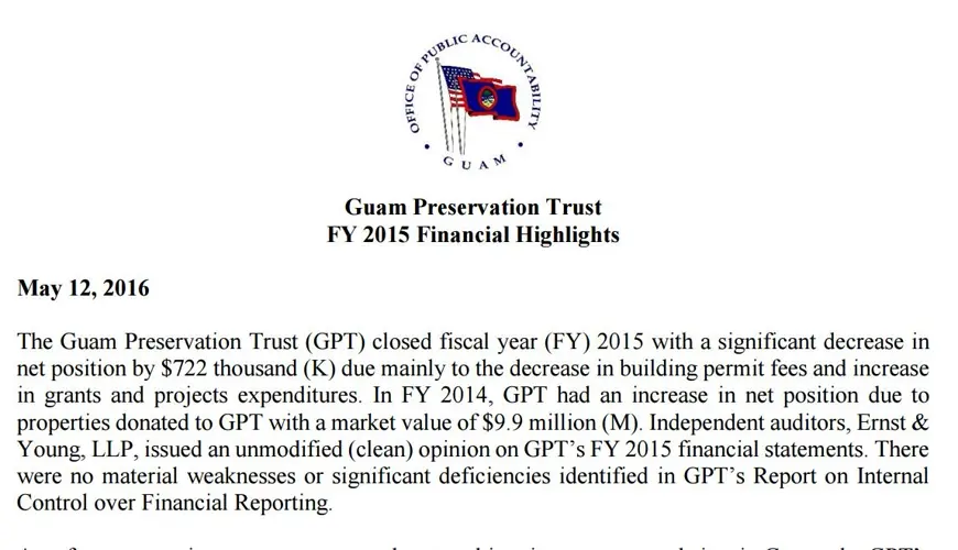 Clean audit for Guam Preservation Trust