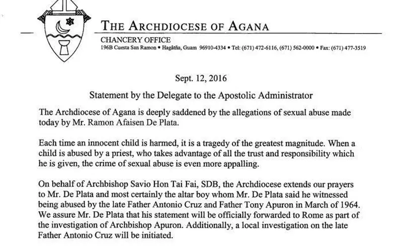 Archdiocese sending De Plata's allegations to Rome