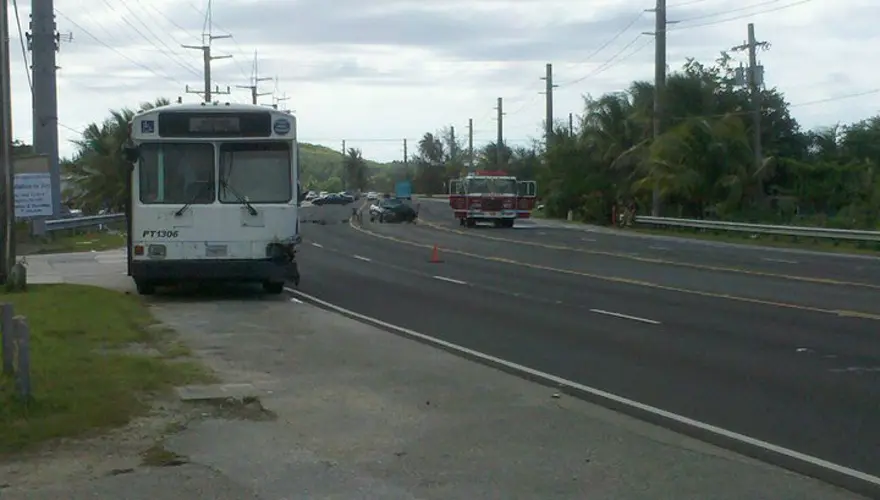 Car collides with mass transit bus in Asan