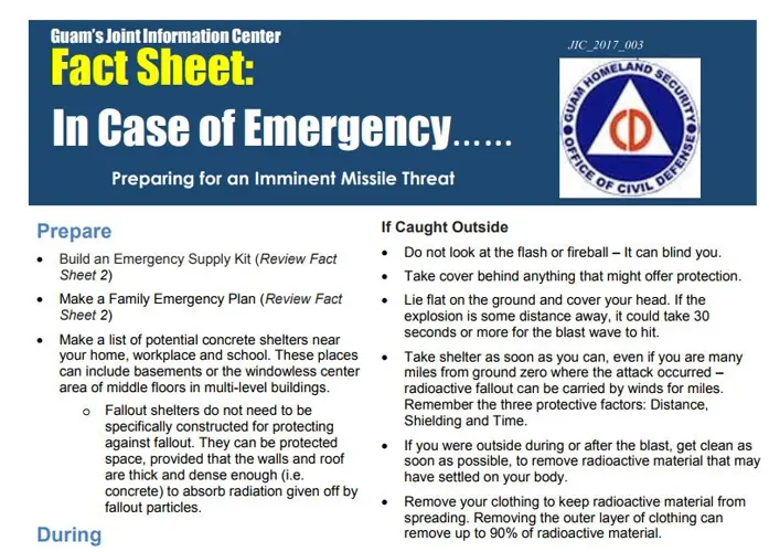 Fact sheets outline tips for staying prepared for a missile attack