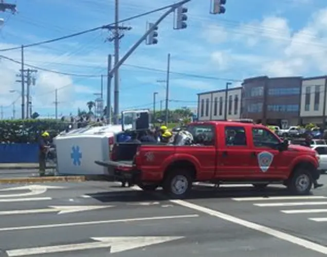 Ambulance down after being hit by car