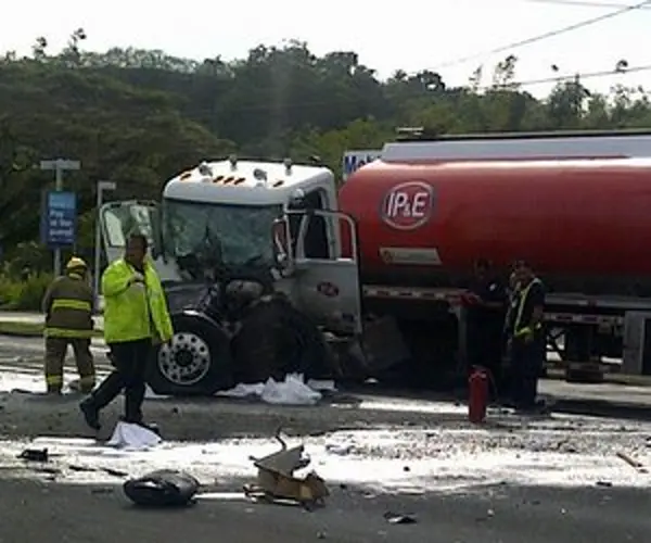 Fuel tanker truck, dump truck collide near Adelup