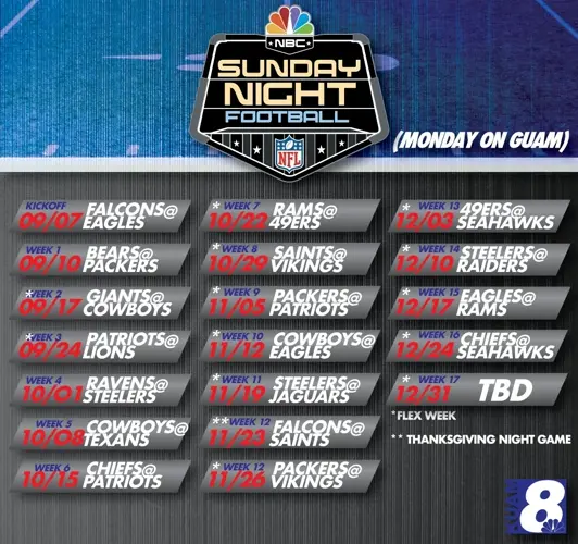 Download your KUAM NFL season schedules here