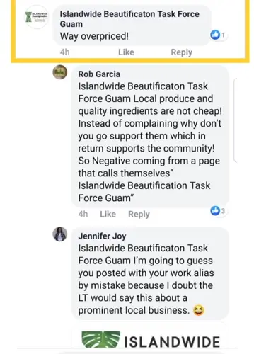 Islandwide Beautification Task Force's Facebook account posts salty comments