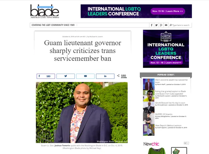 Tenorio condemns Trump trans military ban in Washington Blade