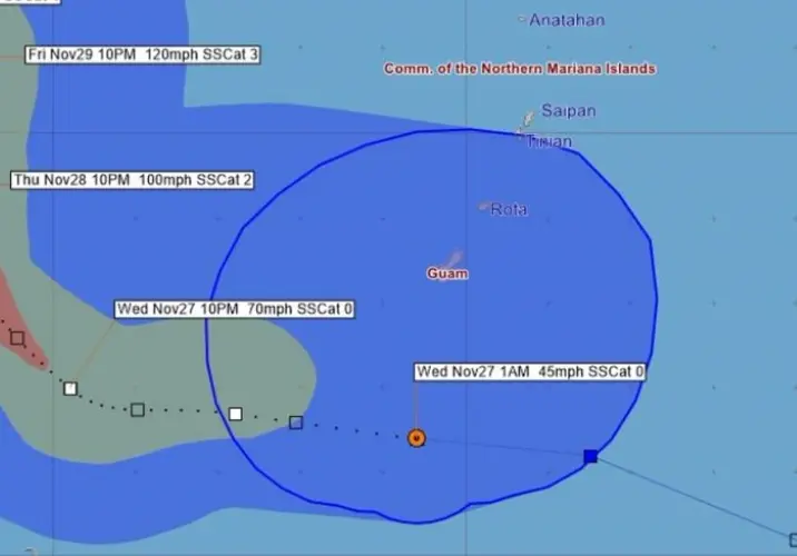 Guam still in COR2 as Tropical Storm Kammuri moves away