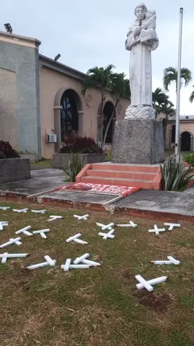 Crosses, sign knocked down at Saint Anthony an 'act of violence, act of vandalism'