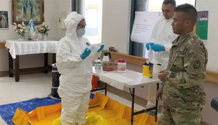 Guard begins decontamination training for isolation facility