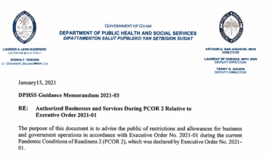 Guidance memos on business, government operations