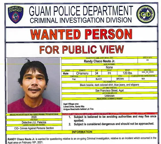 Randy Nauta wanted in connection with Agat shooting