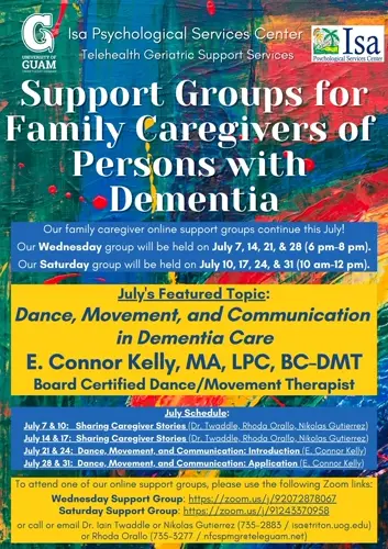 Dementia support group for family caregivers July schedule