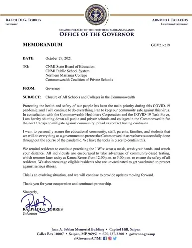 CNMI shuts down all schools for 10 days after 3 cases revealed