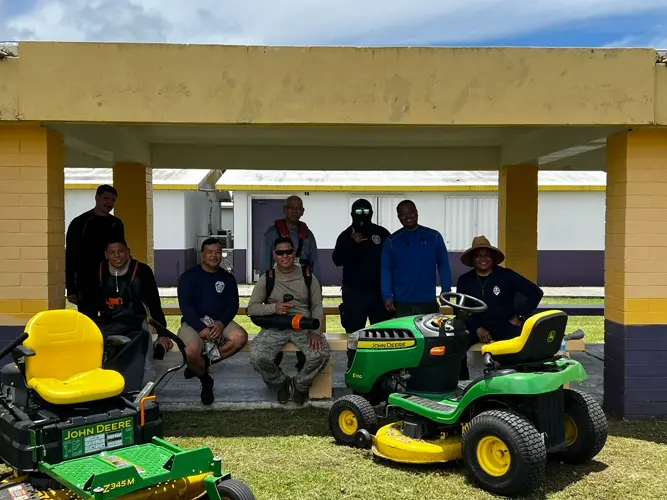 Firefighters volunteer to clean schools