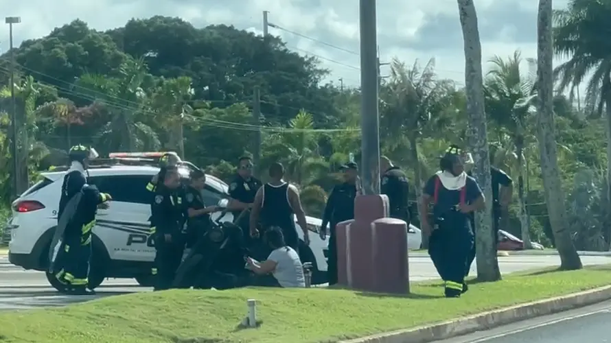 Motorcyclist uninjured after bike catches fire