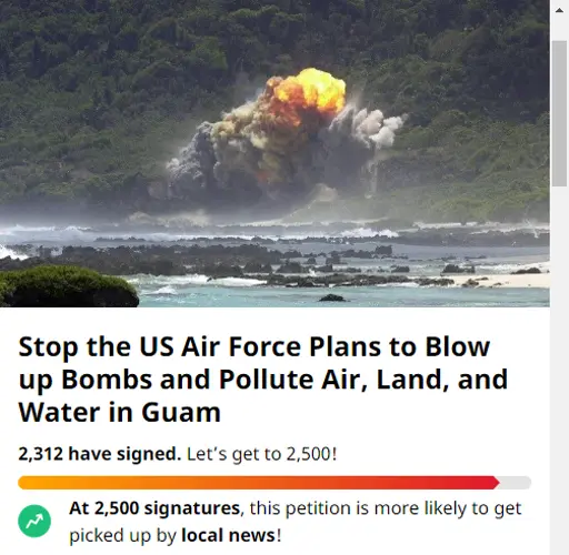 More than 2,000 people sign petition to halt Air Force burning, detonation near Tarague Beach
