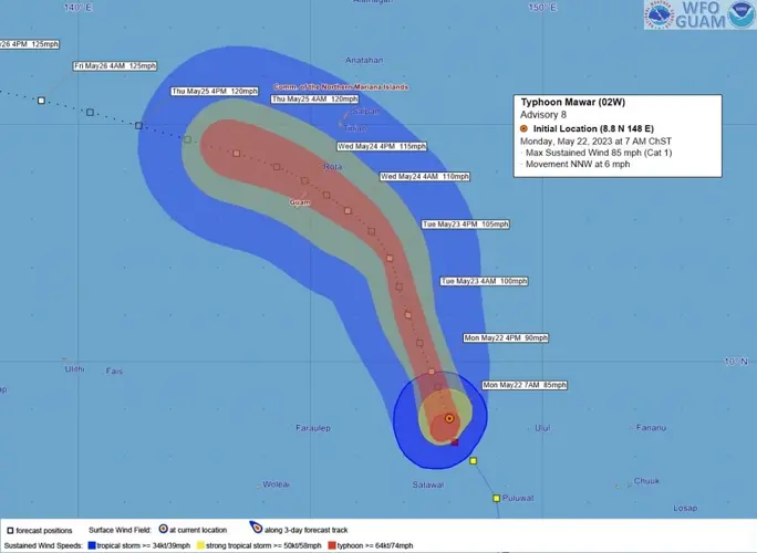 Typhoon Warning is now in effect for Guam and Rota