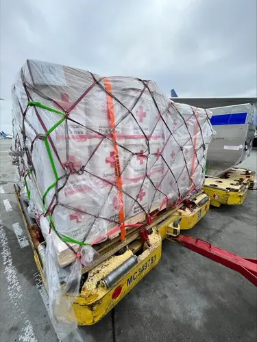 United’s humanitarian flight arrives today