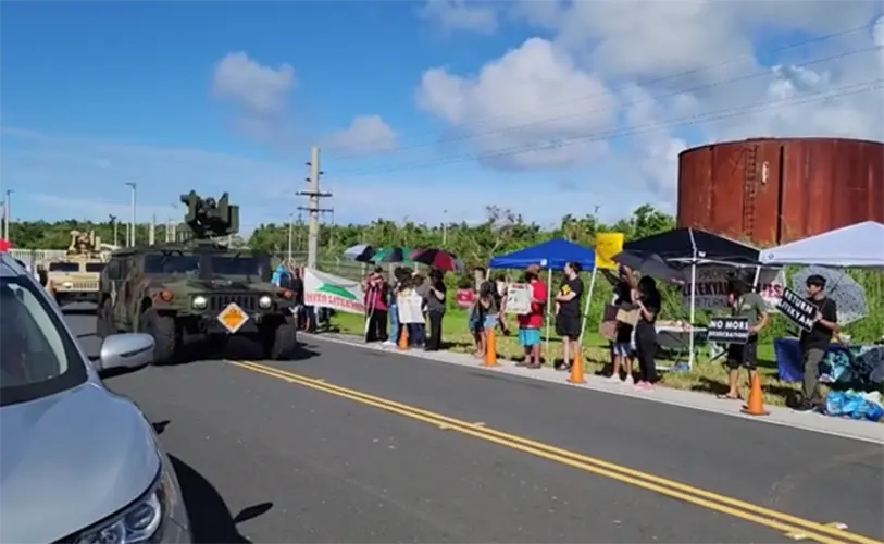 Residents protest military firing range over island water source