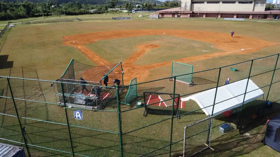 Lotte Giants holds spring training at Dededo Sports Complex