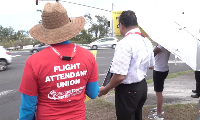 United Airlines flight attendants demand fair wage, pickets at Guam airport