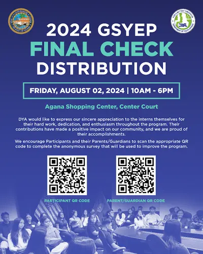 Final check distribution for the 2024 Governor's Summer Youth Employment program set for Aug. 2