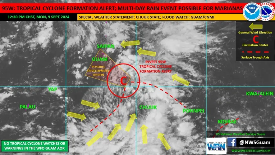 Meteorologist: Possible tropical cyclone to pass over Guam Tuesday
