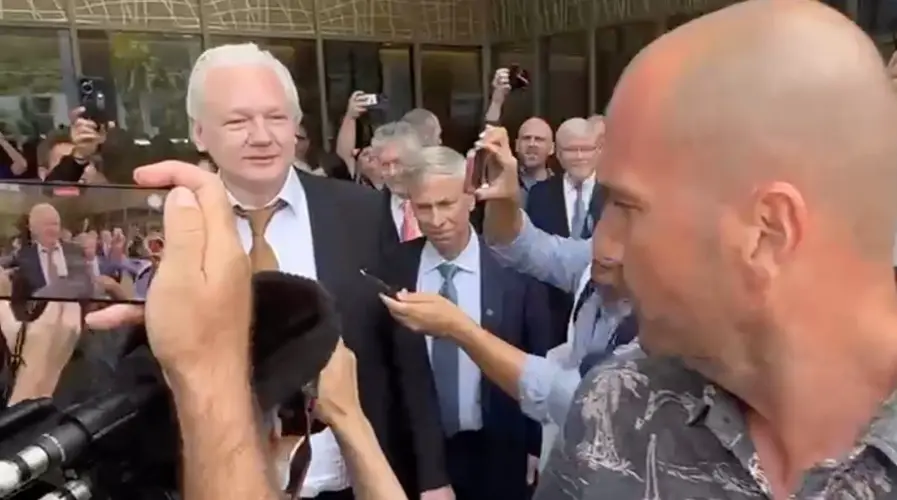 WikiLeaks founder makes first public speech since Saipan court hearing