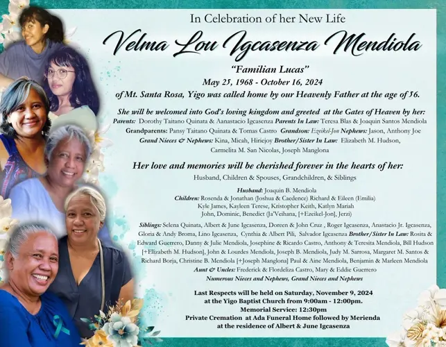 Velma Lou Igcasenza Mendiola