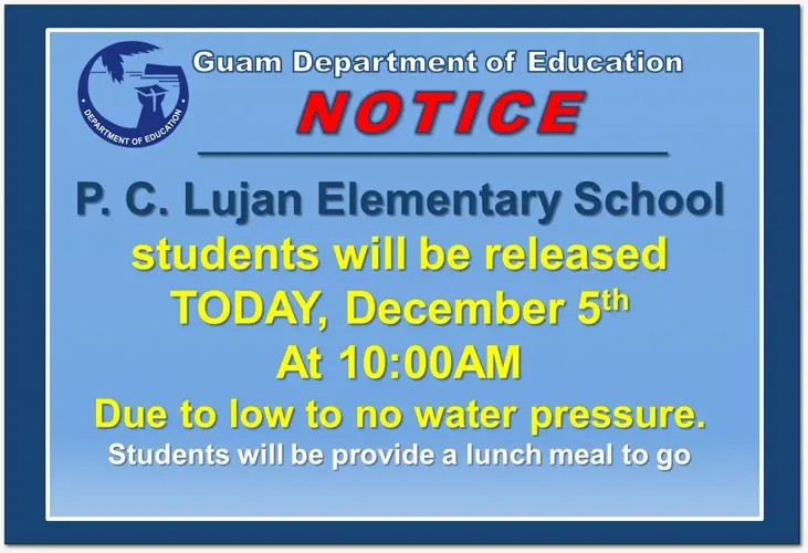 Students released early from P.C. Lujan Elementary due to water outage