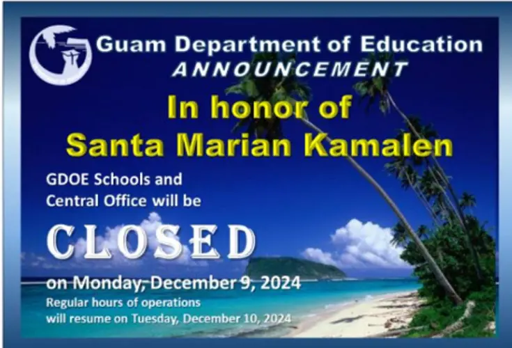 No school for GDOE students Monday in honor of Santa Marian Kamalen Day