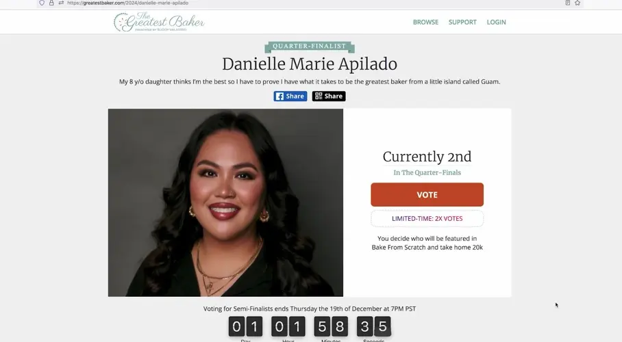 You have until December 20 to get Danielle Apilado to semifinals