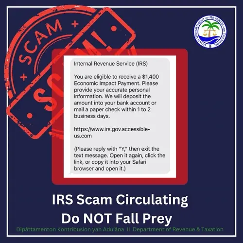 Department of Rev and Tax warns of IRS text scam