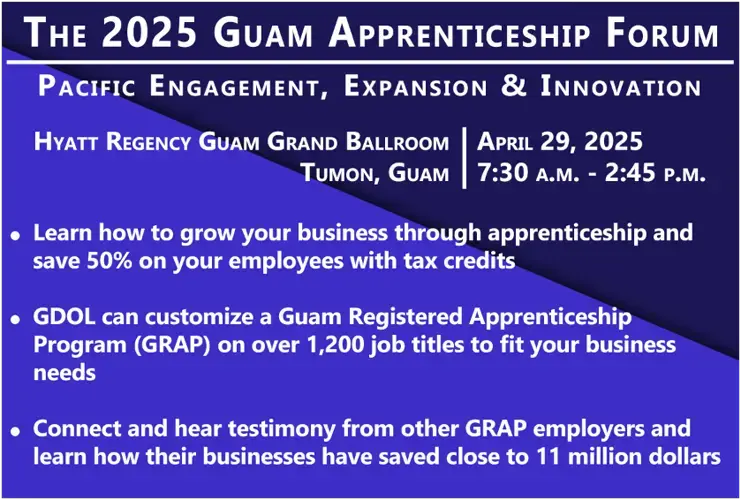 Department of Labor announces 2025 Guam Apprenticeship Forum event