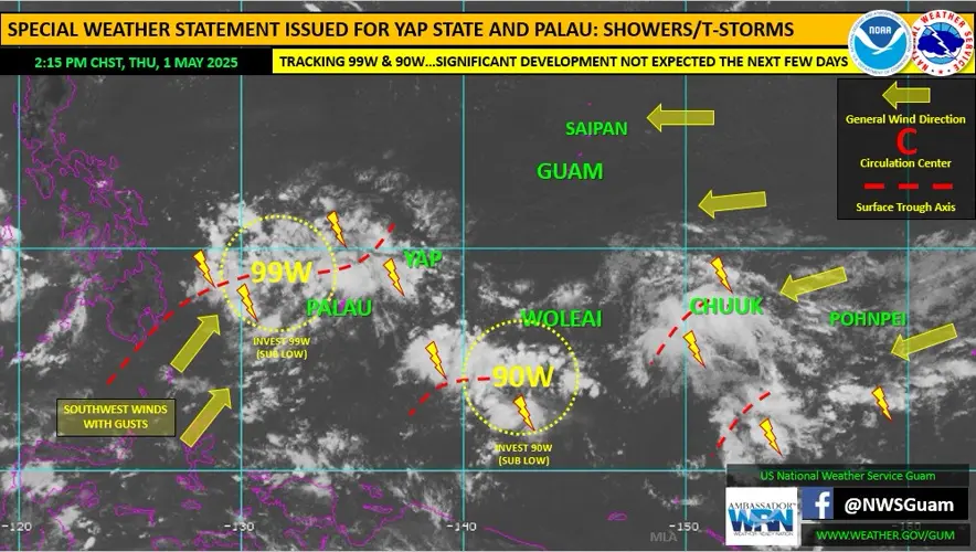 National Weather Service: Tropical disturbance near Yap and Palau