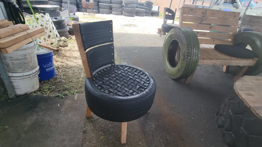 Local tire shop technicians turn worn tires into treasures