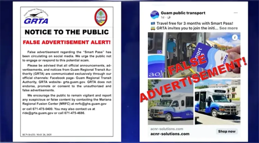 Guam Regional Transit Authority issues scam warning over false “smart pass” ad
