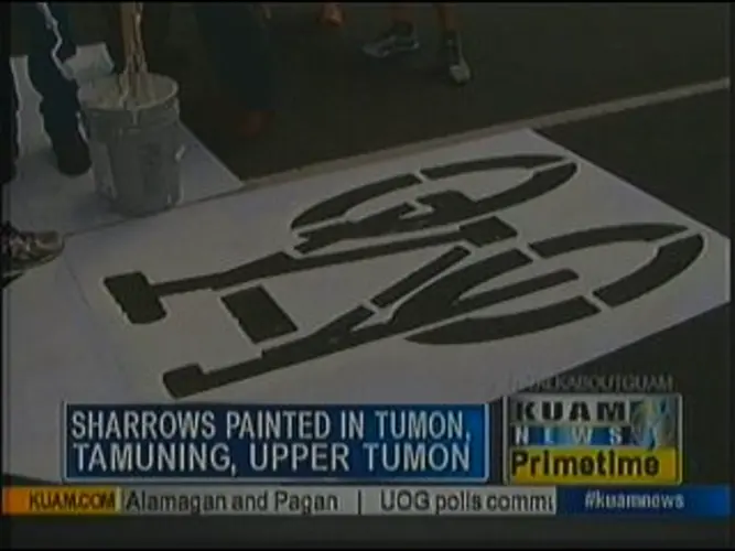 Sharrows painted in Tumon