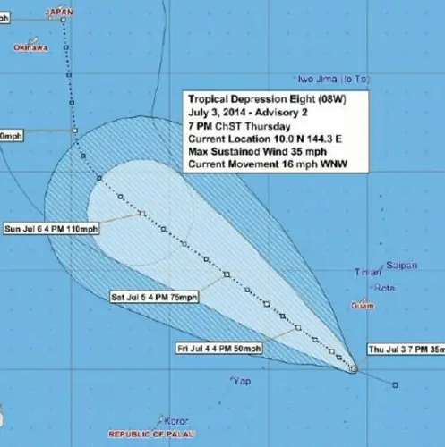Tropical depression's closest approach will be 5am Friday