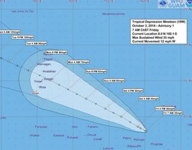 Tropical depression could near Marianas by Monday