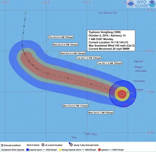 Vongfong moving away from Marianas