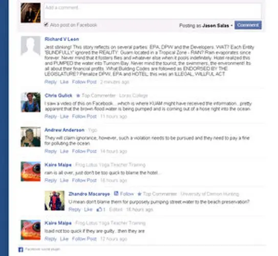 KUAM Changelog: comments now Facebook-driven