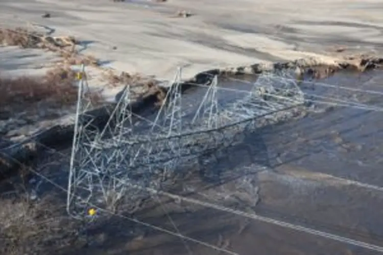 Transmission structure damaged by erosion