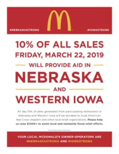 McDonald's Donating 10% Of Friday's Sales To American Red Cross Chapters