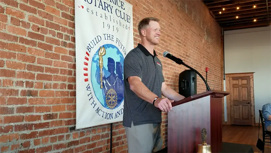 Husker Head Football Coach Talks at Beatrice Rotary 100th Celebration