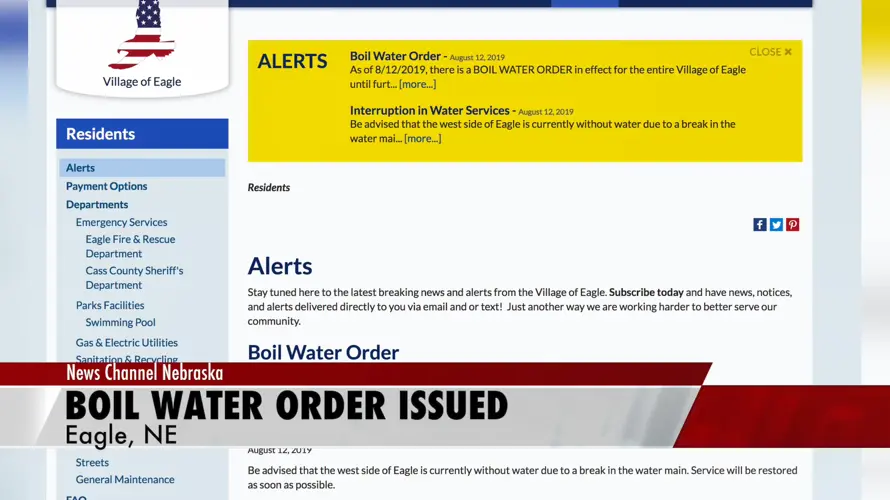Boil water order for Village of Eagle