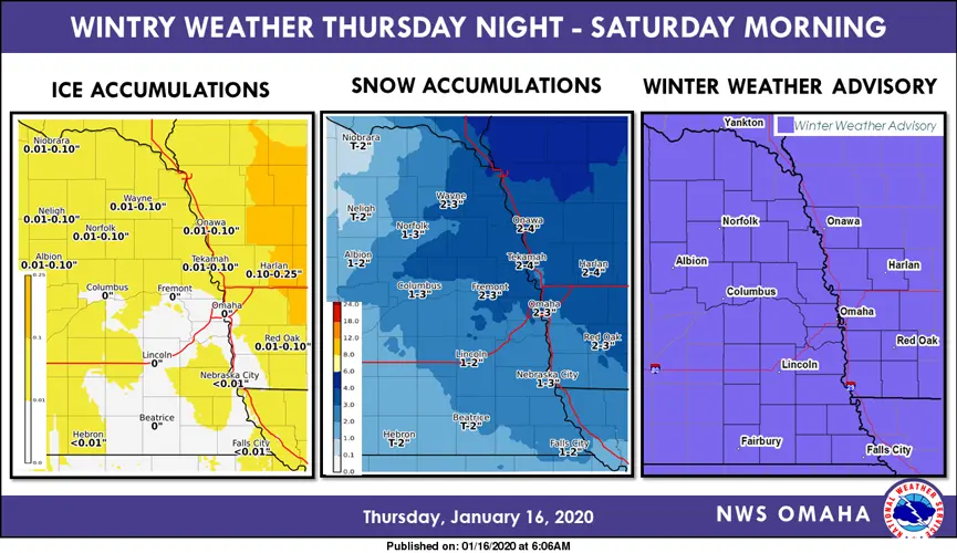 Winter Weather Advisory for to Affect Eastern Nebraska