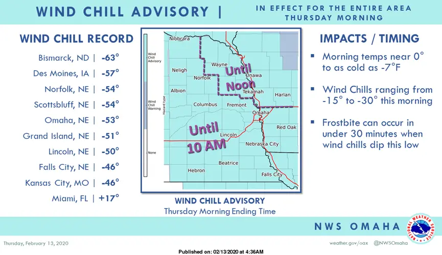 Arctic chill descends on much of Nebraska, most of Iowa