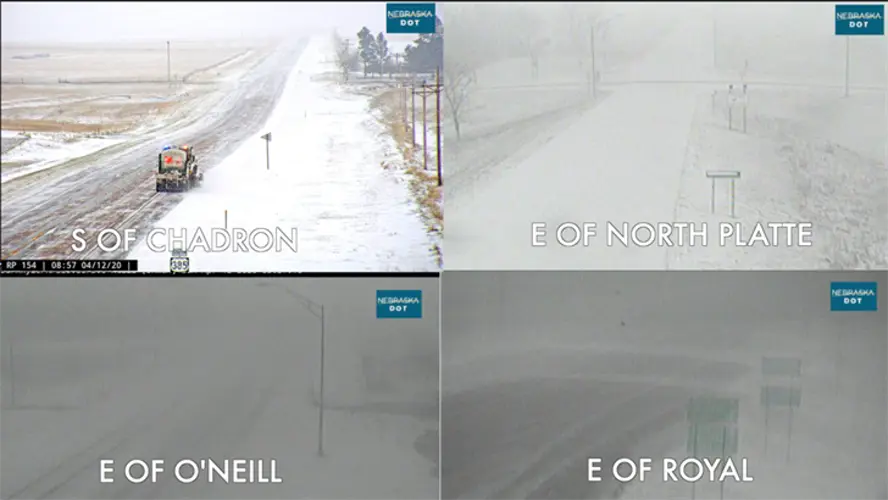Snow blankets Nebraska roads on Easter morning