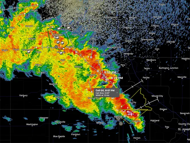 Severe Thunderstorm  Warning  for Richardson County